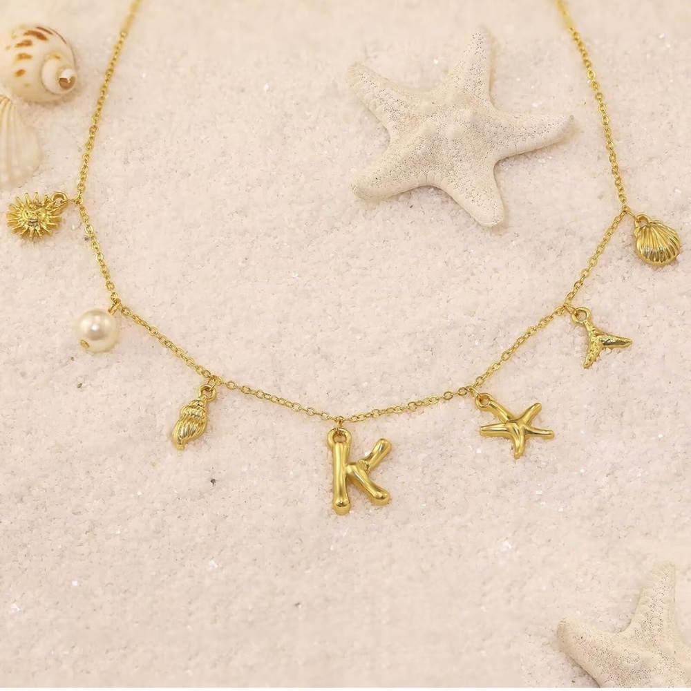 Gold ‘ S’ Charm Necklace with Sea Motifs - Picture 6 of 9